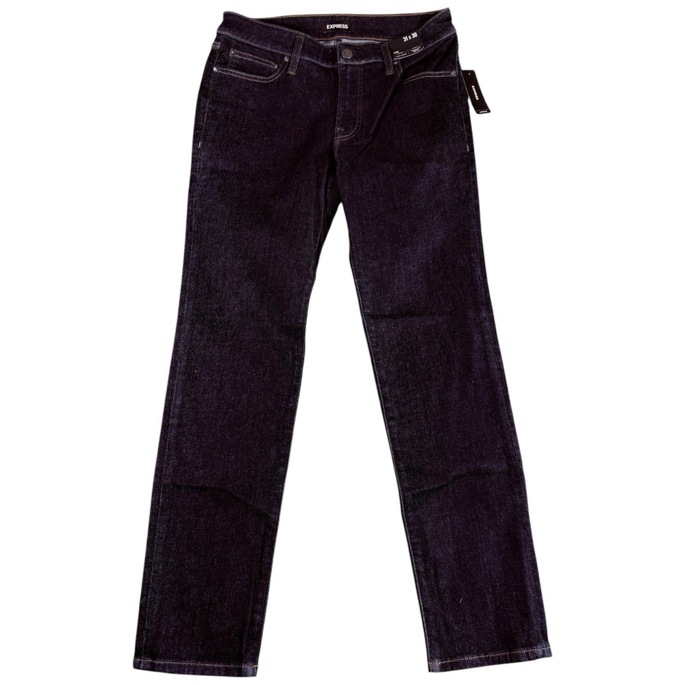 Express Jeans Mens 31x30 Blue Denim Dark Wash Hyper Stretch Slim Straight Leg